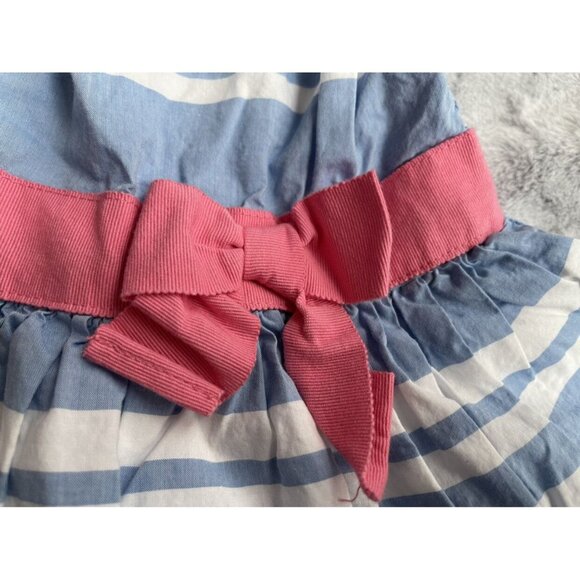 Carters Baby Girls Blue & White Striped Dress With Pink Bow & Bloomer Set - Picture 3 of 7